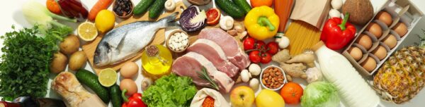 concept of grocery and food, top view