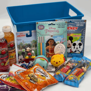 kids snack and activity basket