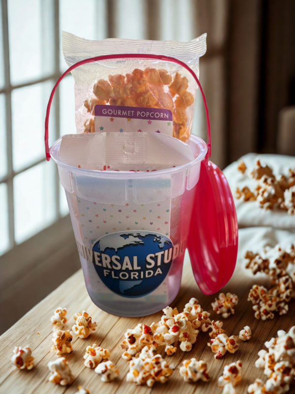 universal parks popcorn bucket with universal treats